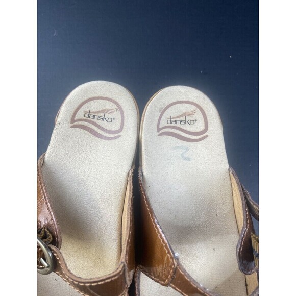 Dansko Bronze Patent Leather Criss Cross Strappy‎ Slides Sandals Clogs  Size 41 - Picture 11 of 16